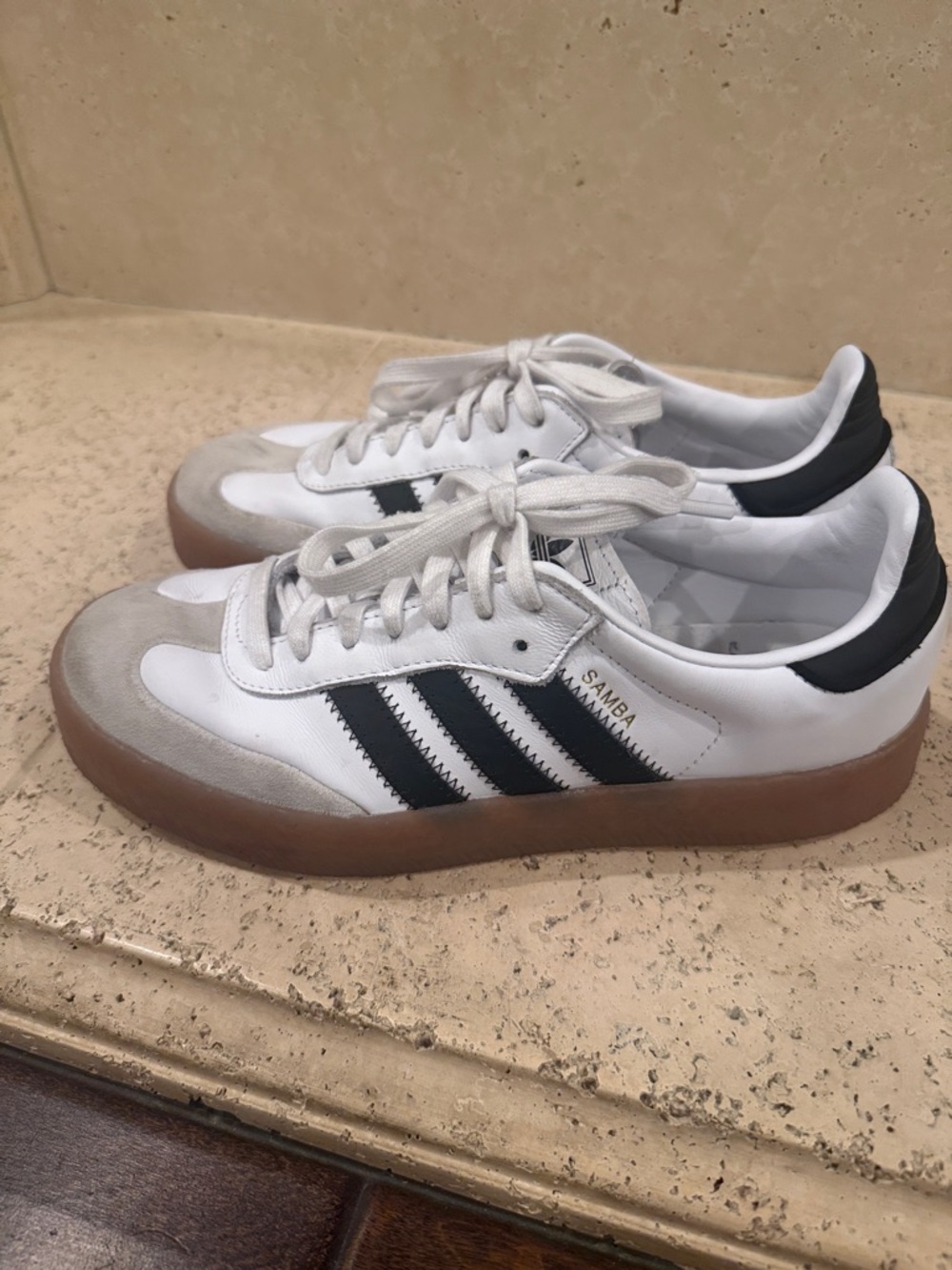 adidas Sambae Leather Sneakers - White/Black/Gum